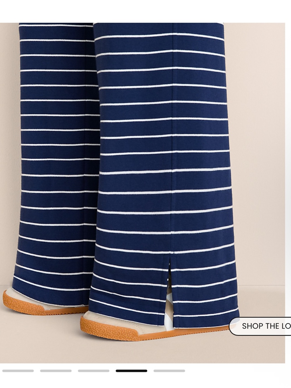 Lou & Grey cozy cotton knit Navy & White Striped Wide Leg Pants Sz M - Picture 4 of 10